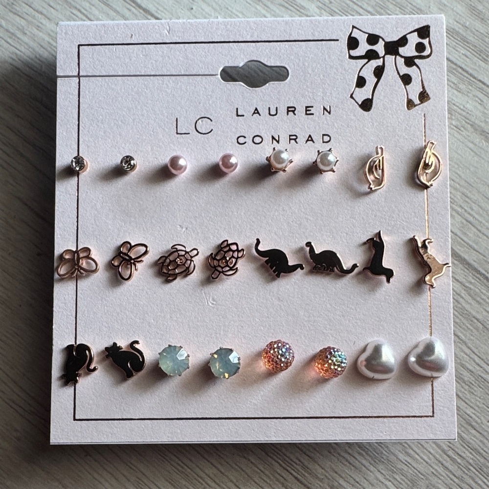 LC Lauren Conrad Rose Gold and Pearl Mixed Earring Set